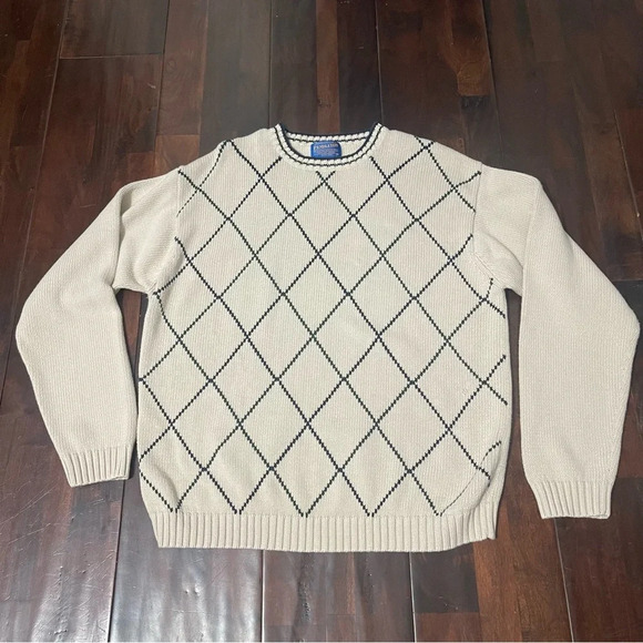 Pendleton Other - Pendleton 100% Cotton Sweater Men’s Size Large Cream, Green, And Navy